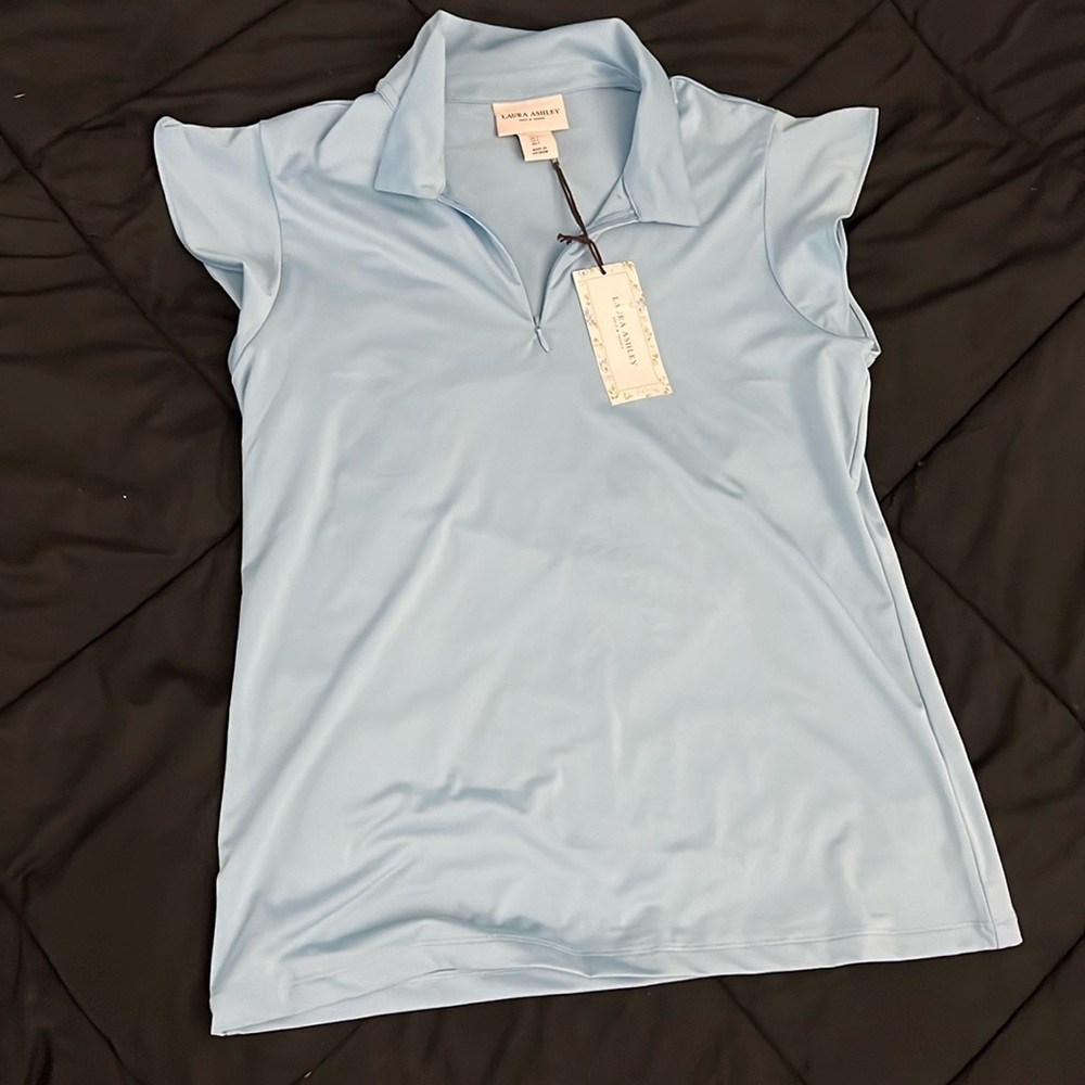 NWT Laura Ashley Short Sleeve Golf Polo Shirt Size Large SPF 50